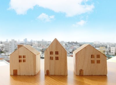 Townscape and wooden blocks
