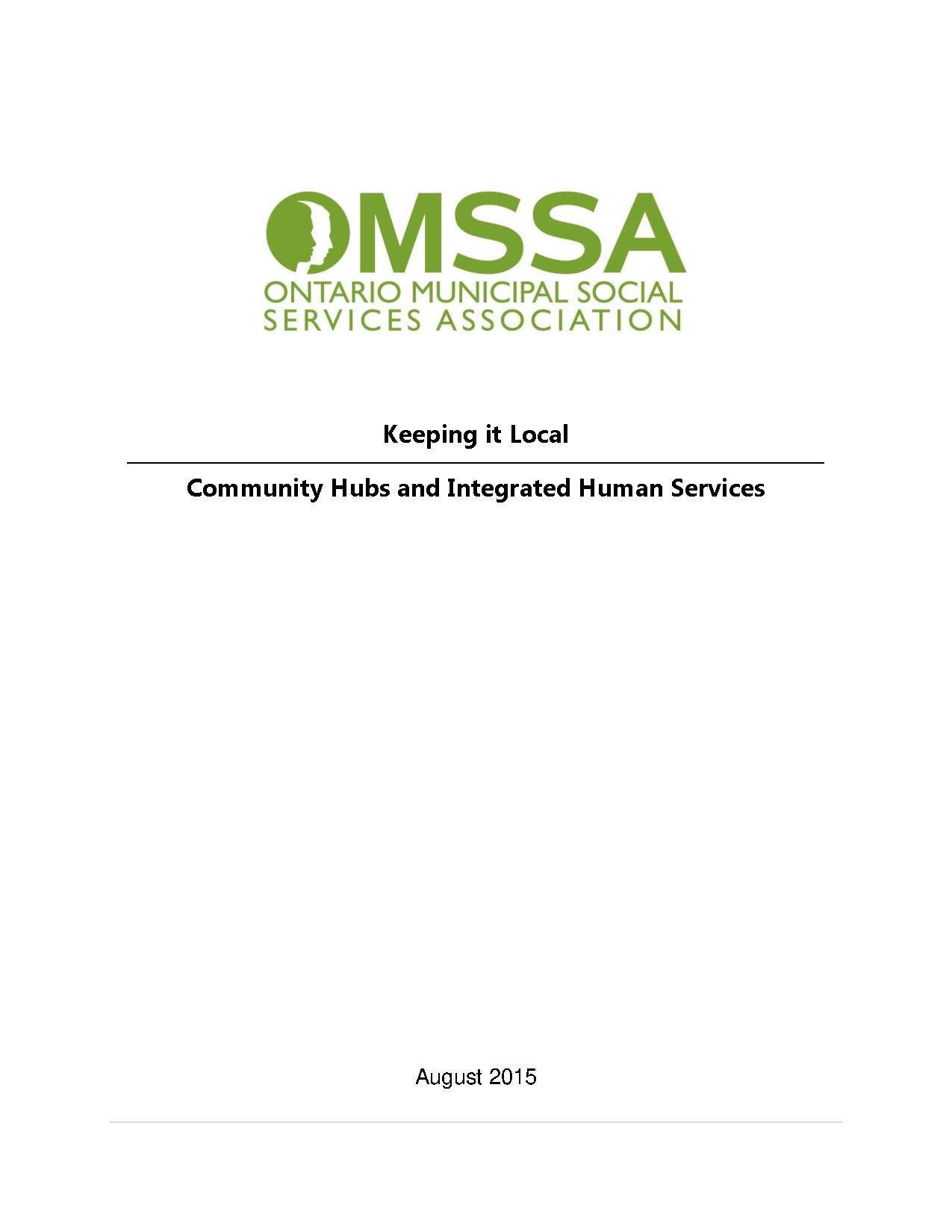 Community Hubs and Integrated Human Services: OMSSA Report