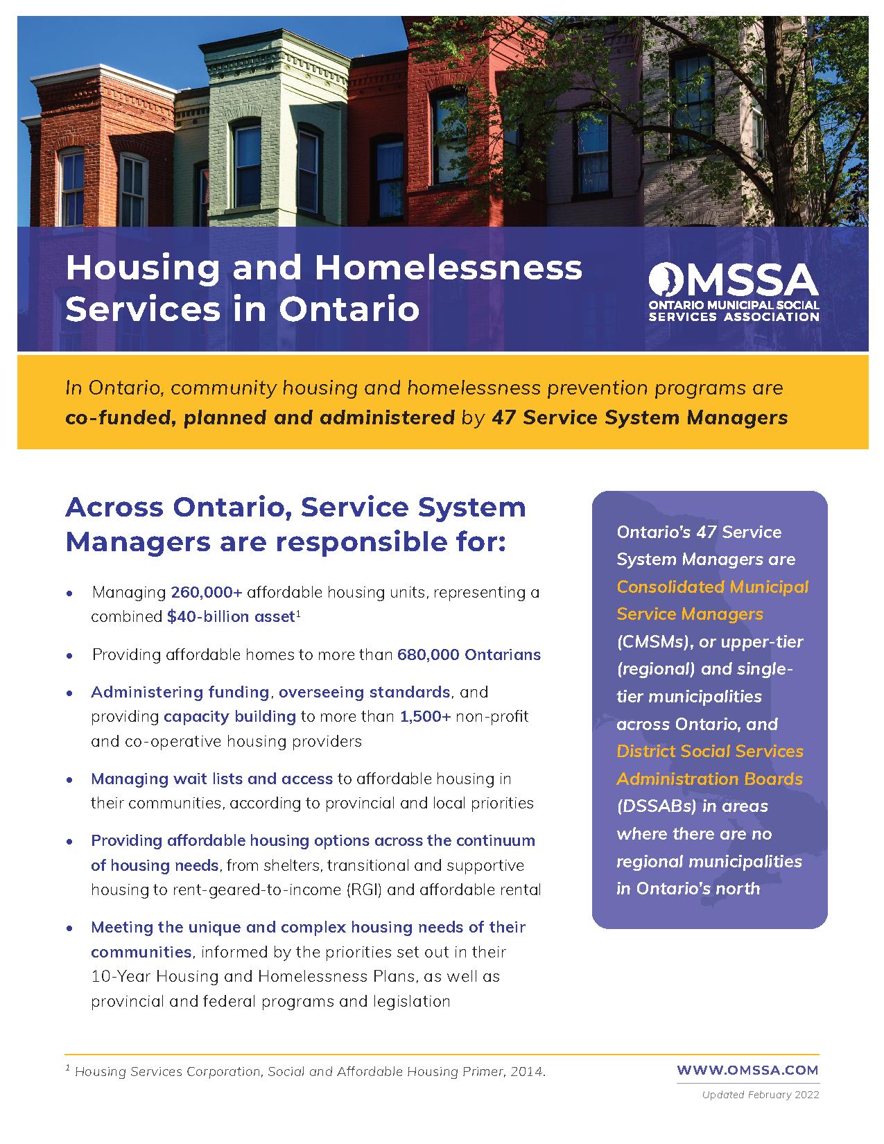 Housing and Homelessness Services in Ontario
