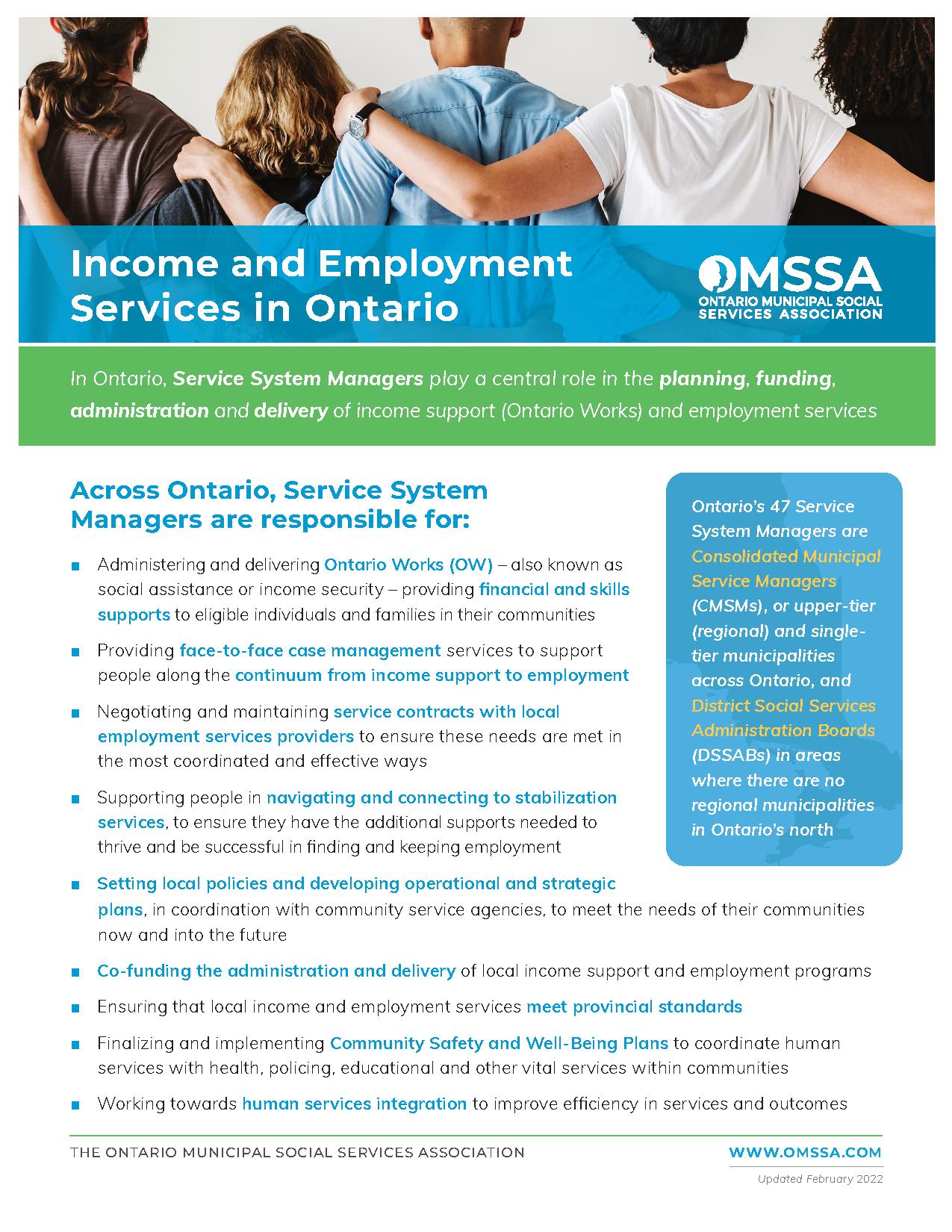 Income and Employment Services in Ontario